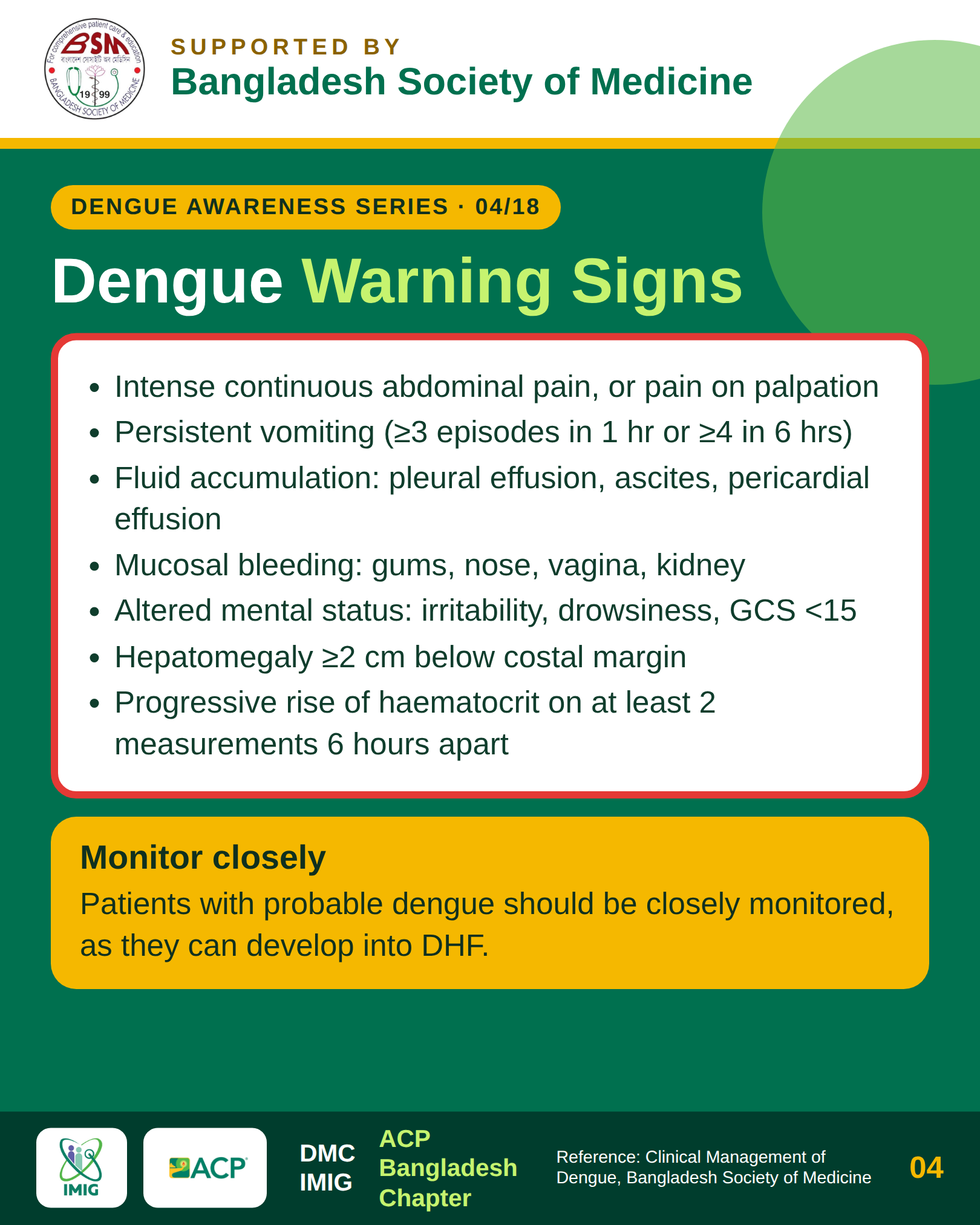 Dengue Warning Signs Infographic