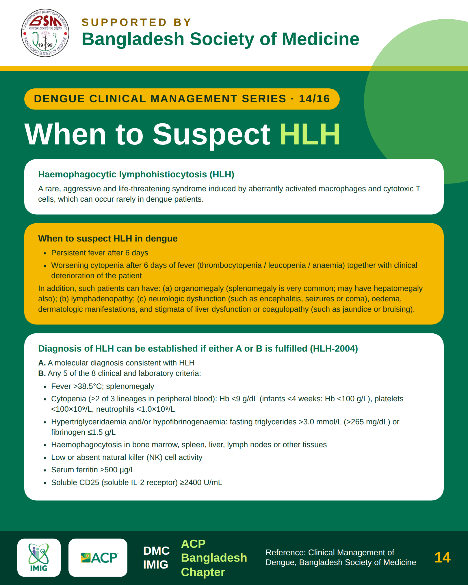 Dengue-Associated HLH Diagnostic Criteria